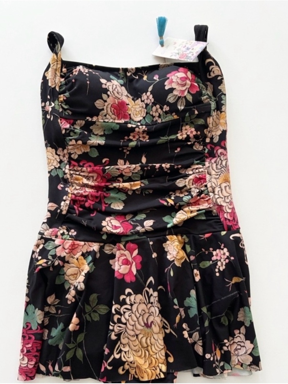 Adorable Johnny Was Ruched Skirted One Piece Bathing Suit